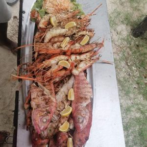 Seafood lunch Ile aux cerfs island tour mauritius