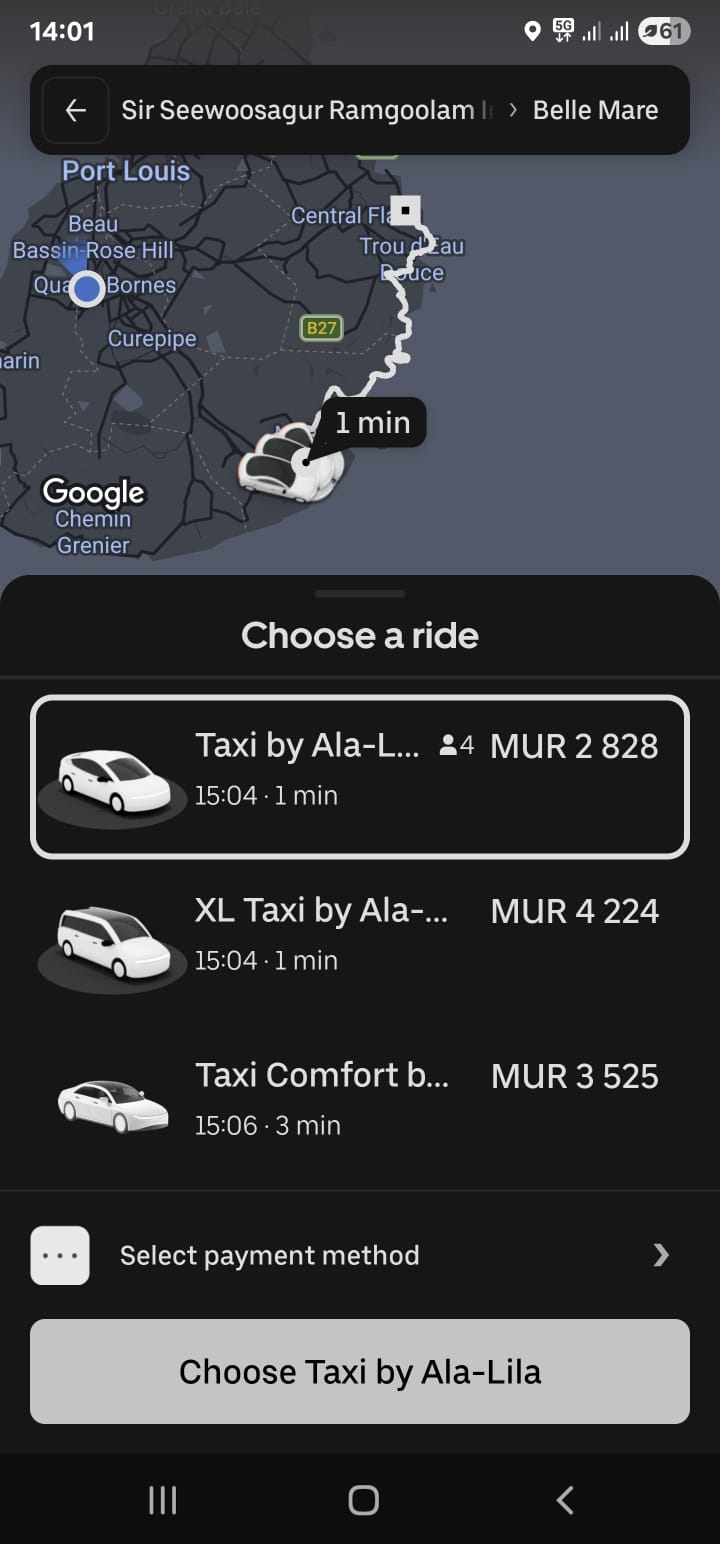 Uber Prices in Mauritius
